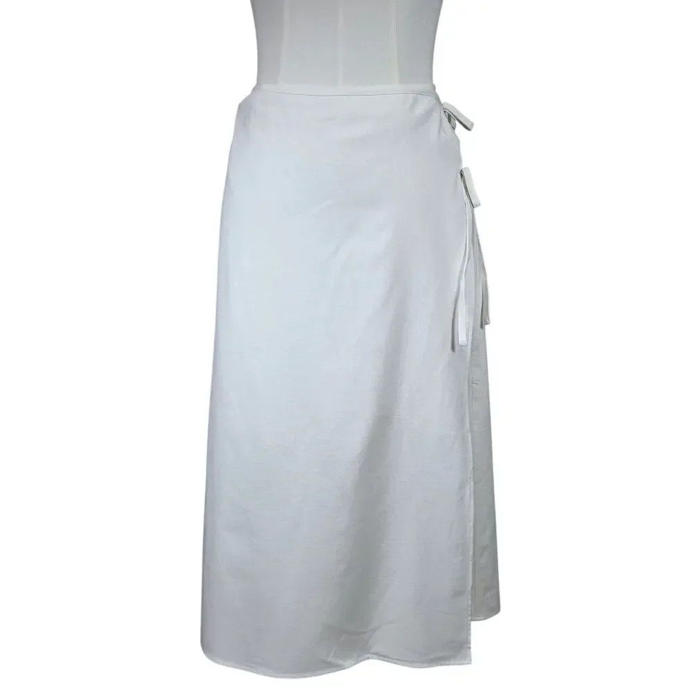 NWT M Ivory Midi Pencil Wrap Lined Skirt w/Side‎ Tie by Future Collective